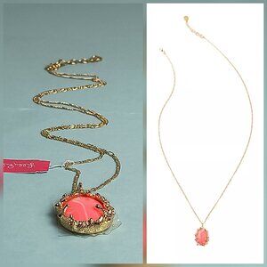 Lilly Pulitzer Coral Reef Coraline Chain Necklace Long Pendant Gold Tone Casual
